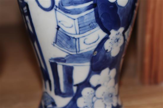 Five 19th century Chinese blue and white vases, three covers tallest 28cm